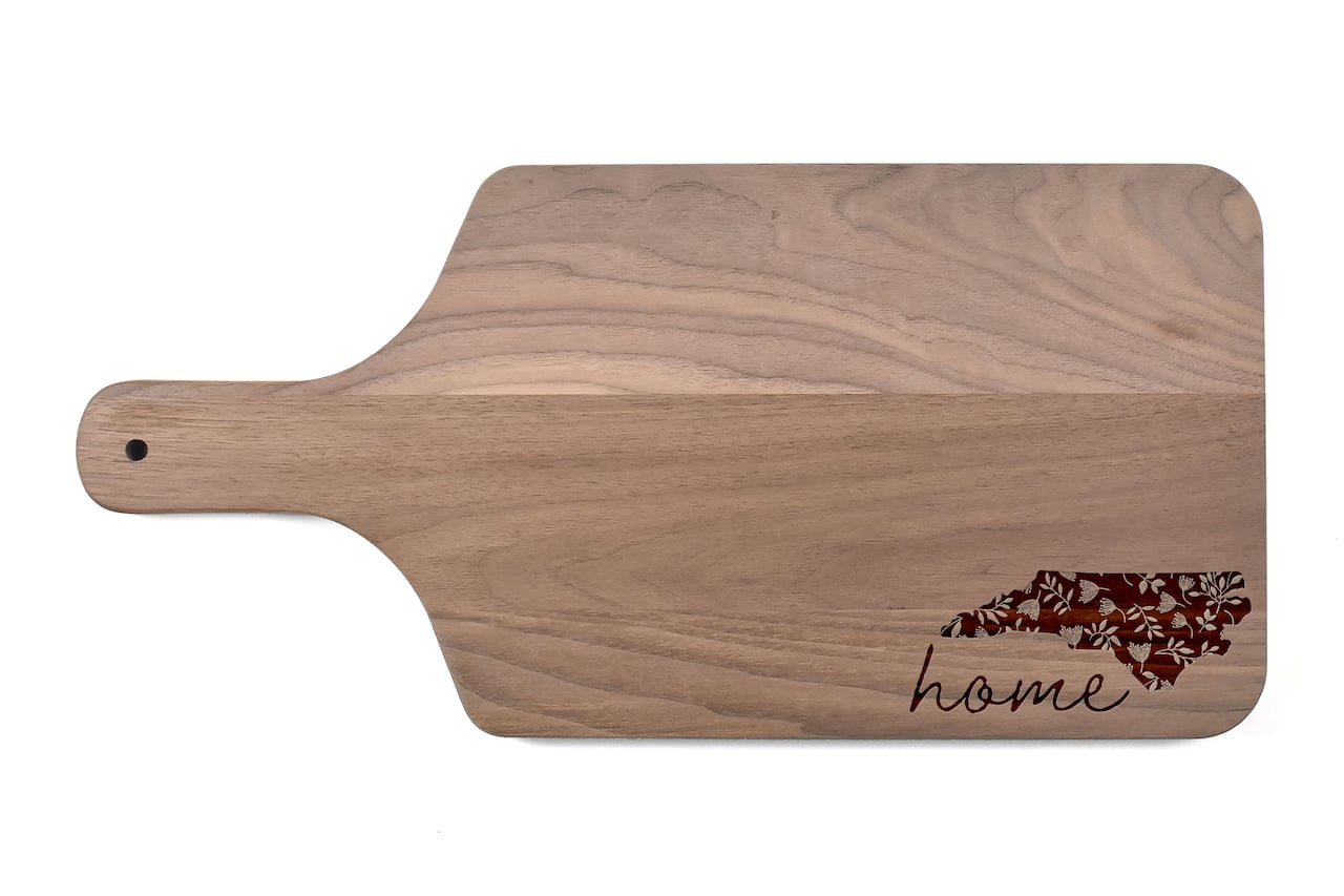 17" Floral Home State Walnut Paddle Cutting Board